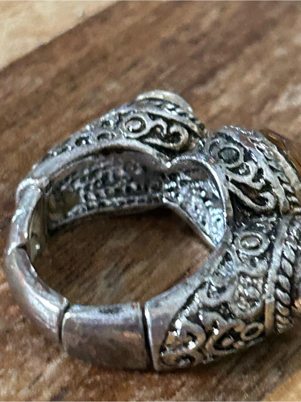 Vintage Gothic Mens Ring Silver King Royal Crystal Large Statement